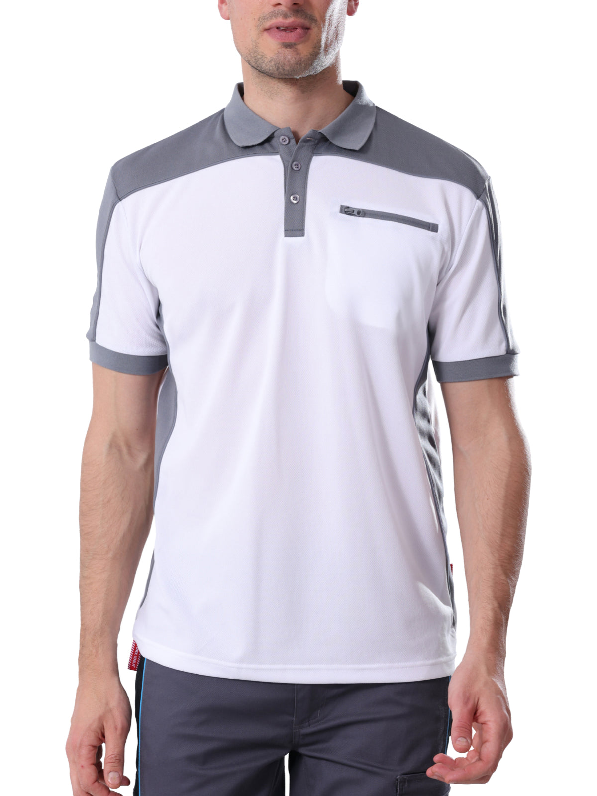 Work Idea Men's Short-Sleeved Polo Shirt with Contrast Colours, Functional Work Shirt for Work, Workshop and Leisure