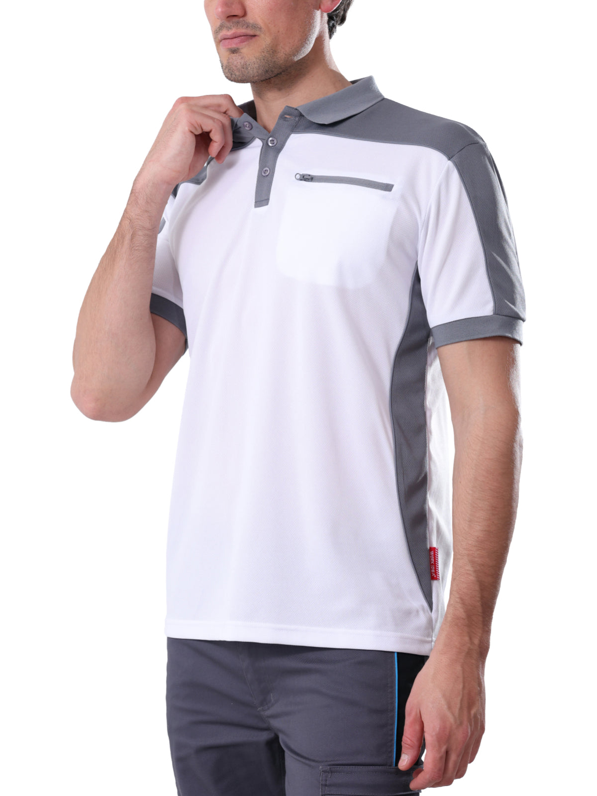 Work Idea Men's Short-Sleeved Polo Shirt with Contrast Colours, Functional Work Shirt for Work, Workshop and Leisure