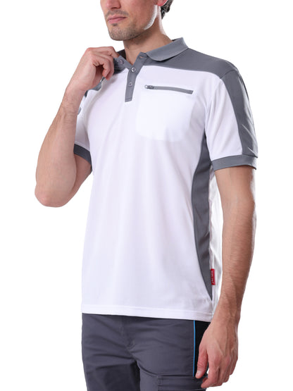 Work Idea Men's Short-Sleeved Polo Shirt with Contrast Colours, Functional Work Shirt for Work, Workshop and Leisure