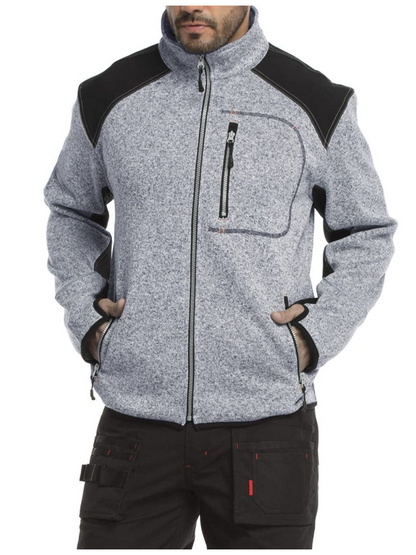 WORK IDEA Men's Knitted Fleece Jacket, Fleece Cardigan, Breathable Outdoor Fleece Jackets for Men, Warm and Lightweight Knitted Fleece Jacket with Zip