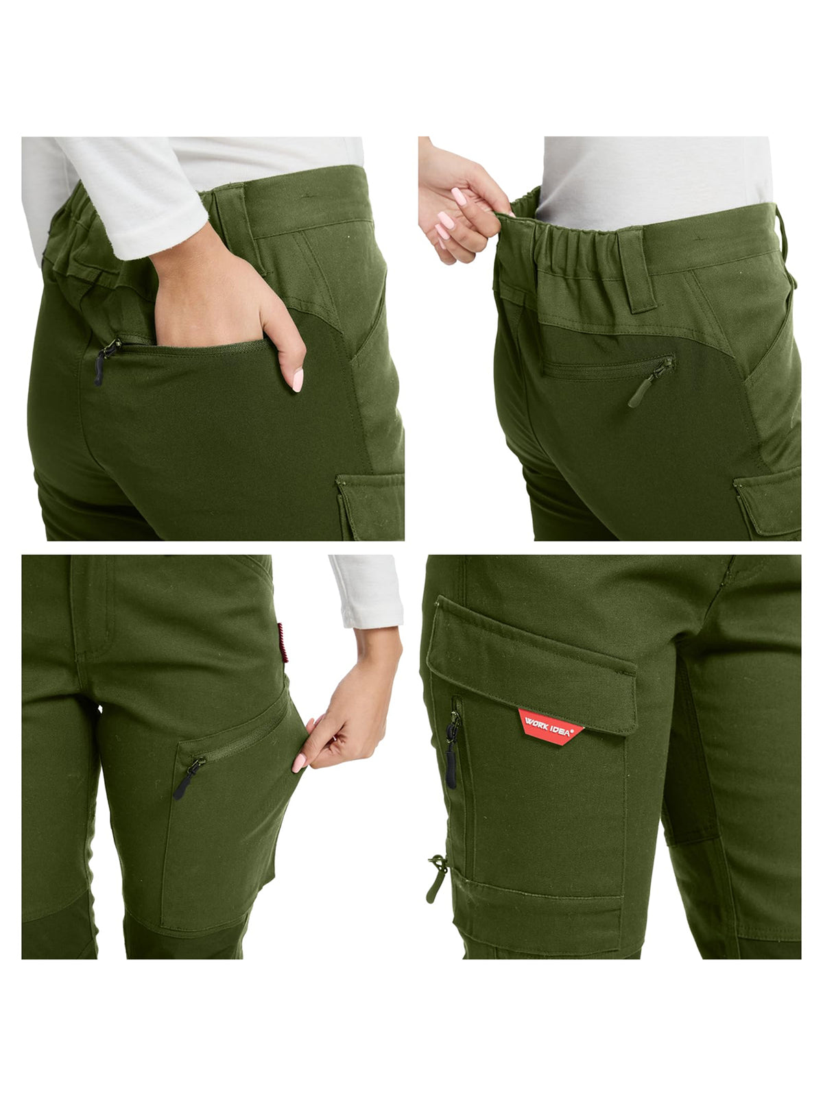 WORK IDEA Women's Hiking Trousers, Stretch Slim Fit, Water Resistant, for Outdoor Activities