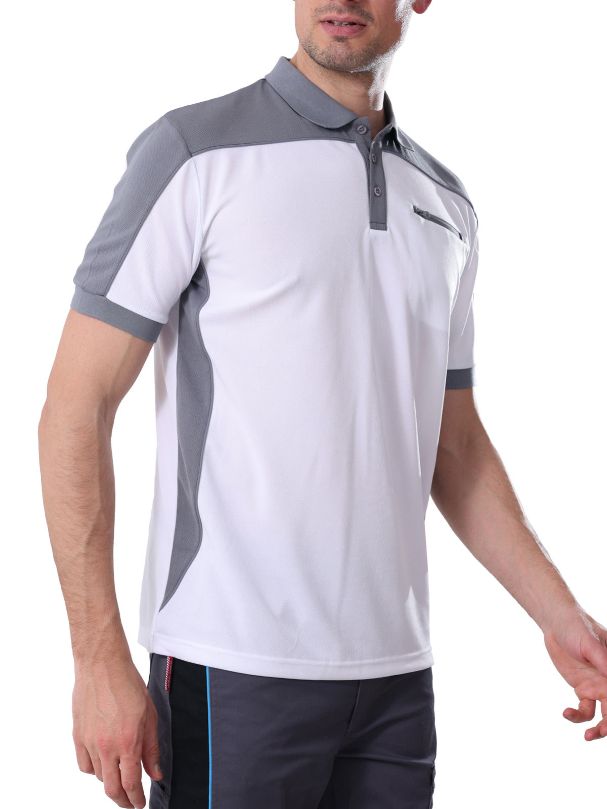 Work Idea Men's Short-Sleeved Polo Shirt with Contrast Colours, Functional Work Shirt for Work, Workshop and Leisure