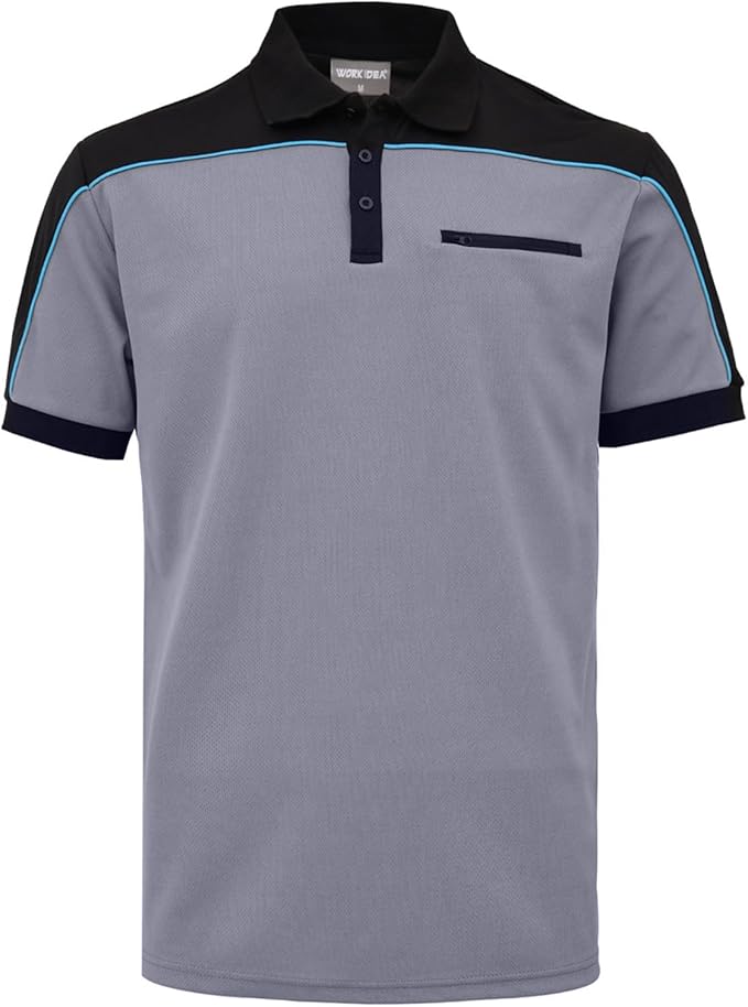 Men's Polo Shirt Work Short Sleeve Work Shirt 100% Polyester with Contrast Colours