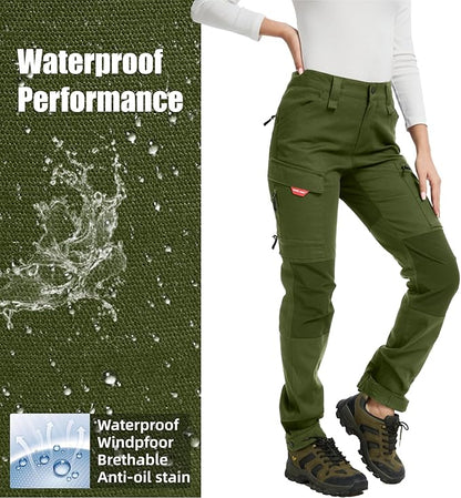 WORK IDEA Women's Hiking Trousers, Stretch Slim Fit, Water Resistant, Outdoor Hiking Trousers