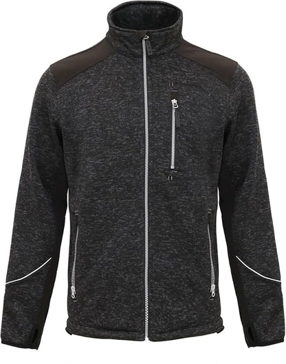 WORK IDEA Men's Knitted Fleece Jacket, Fleece Cardigan, Breathable Outdoor Fleece Jackets for Men, Warm and Lightweight Knitted Fleece Jacket with Zip