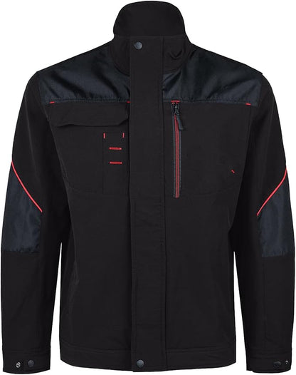 WORK IDEA Herren Slim-Fit Stretch Arbeitsjacke: Strategisch verstärkt– professionelle Eleganz mit modernem Komfort
