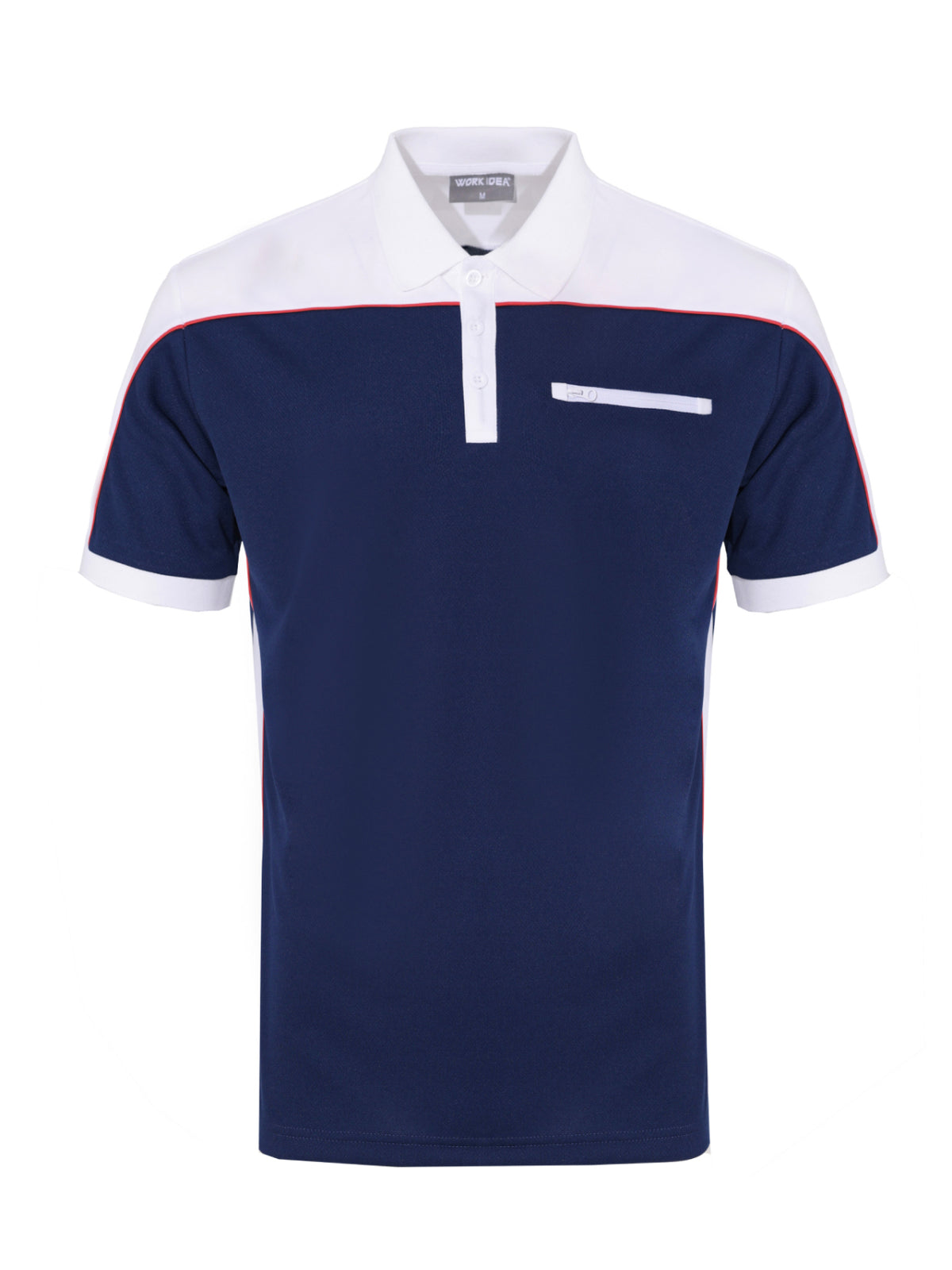 Work Idea Men's Short-Sleeved Polo Shirt with Contrast Colours, Functional Work Shirt for Work, Workshop and Leisure