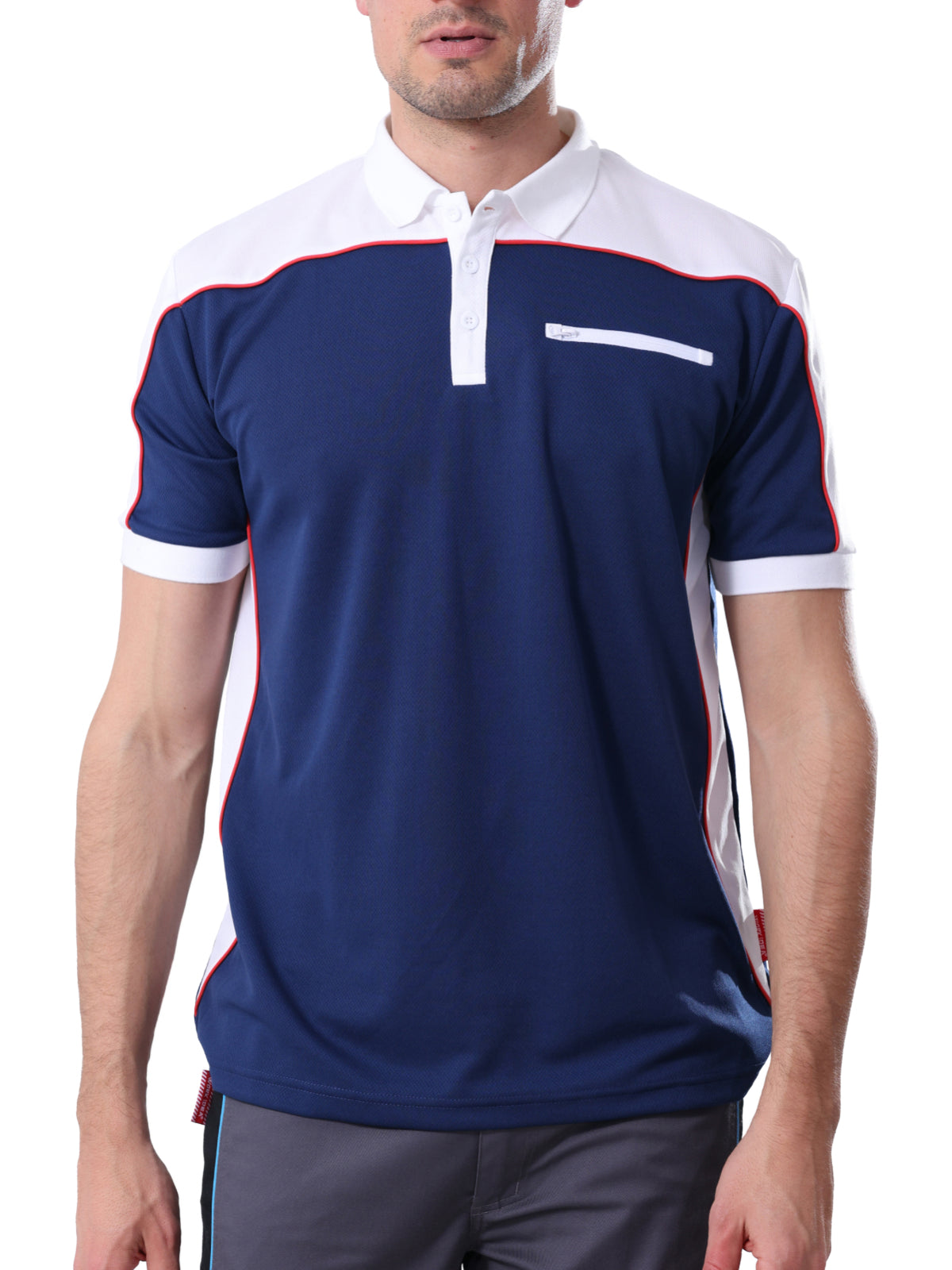 Work Idea Men's Short-Sleeved Polo Shirt with Contrast Colours, Functional Work Shirt for Work, Workshop and Leisure