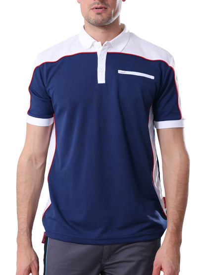 Work Idea Men's Short-Sleeved Polo Shirt with Contrast Colours, Functional Work Shirt for Work, Workshop and Leisure