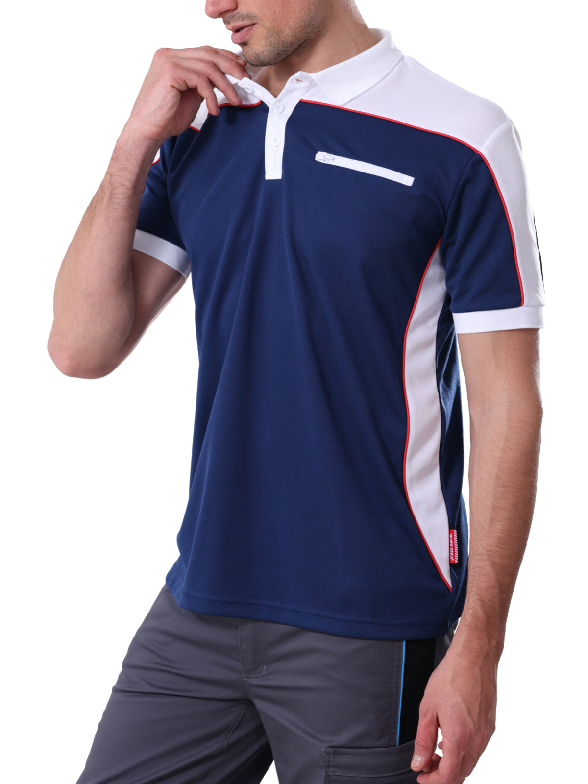 Work Idea Men's Short-Sleeved Polo Shirt with Contrast Colours, Functional Work Shirt for Work, Workshop and Leisure