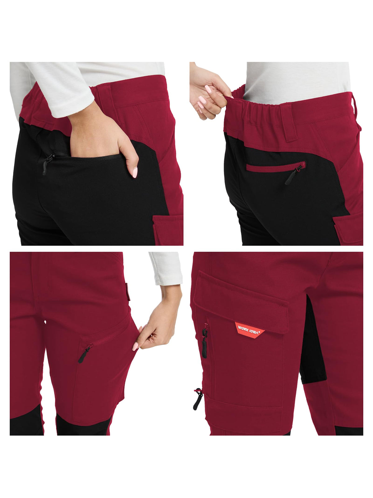 WORK IDEA Women's Hiking Trousers, Stretch Slim Fit, Water Resistant, for Outdoor Activities