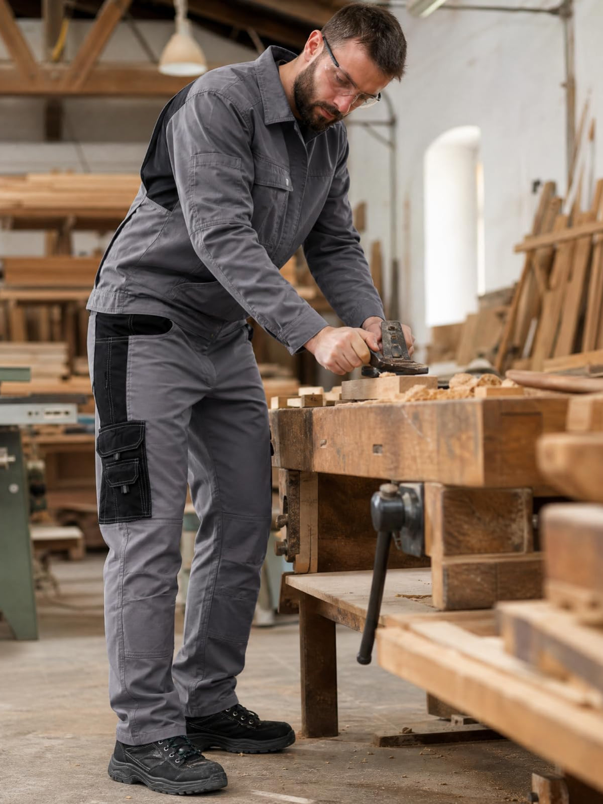 WORK IDEA Mens Work Trousers - Camouflage Trousers Mens Cargo Trousers with Inside Knee Pockets