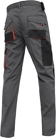 WORK IDEA Mens Work Trousers Oxford Knee Pockets Heavy Duty Canvas