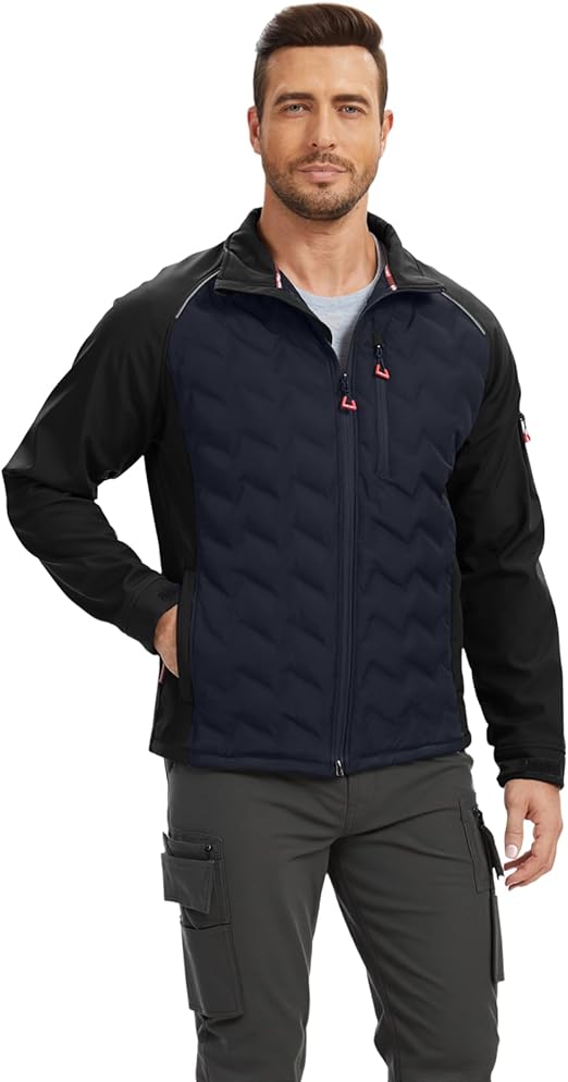 WORK IDEA Hybrid Waterproof Thermal Insulation Running Men's Jacket for Outdoor and Running with Contrast Colours