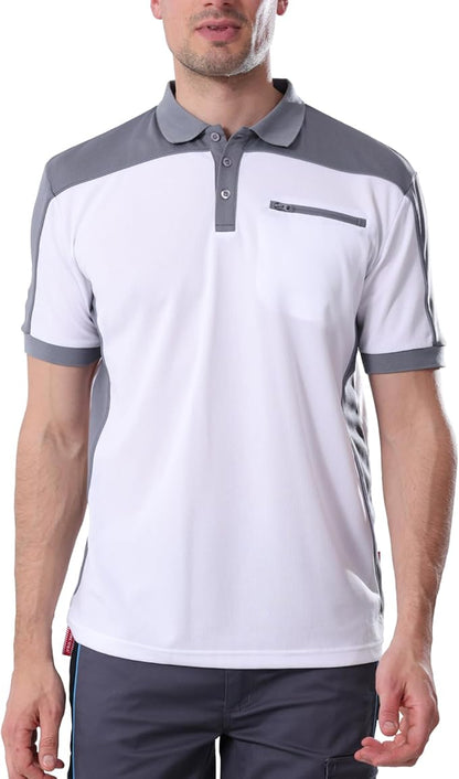Men's Polo Shirt Work Short Sleeve Work Shirt 100% Polyester with Contrast Colours