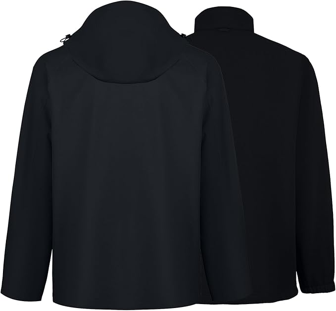 WORK IDEA Men's 3-in-1 Waterproof Breathable Windproof Jacket with Hood and Fleece Inner Jacket - Functional Jacket for Hiking, Cycling, Camping and Outdoor Activities