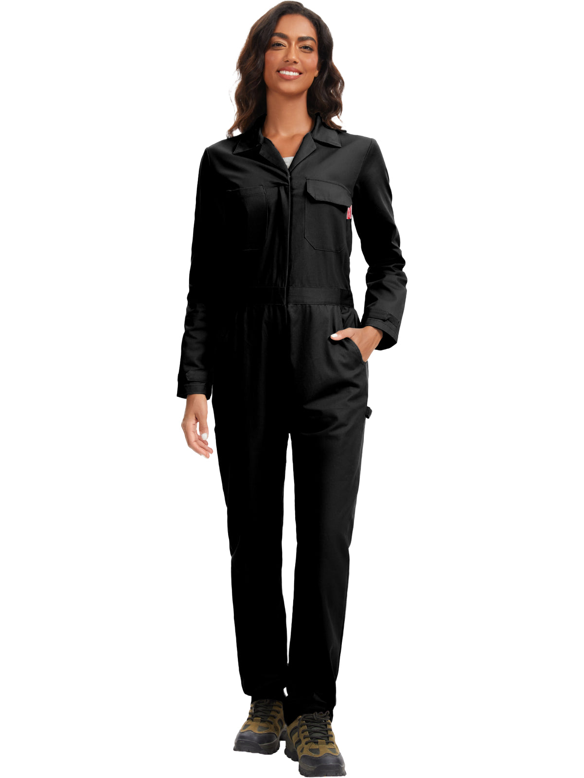 ARBEITSIDEALE Damen-Langarm-Overalls – 100% baumwollene Arbeitsoverall mit bewegungsfreundlichem Rücken (Action Back) und Utility-Taschen mit Hakenverschluss