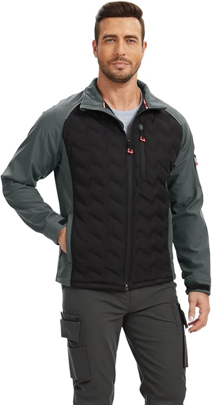 WORK IDEA Hybrid Waterproof Thermal Insulation Running Men's Jacket for Outdoor and Running with Contrast Colours