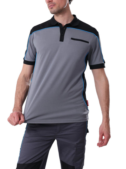 Work Idea Men's Short-Sleeved Polo Shirt with Contrast Colours, Functional Work Shirt for Work, Workshop and Leisure
