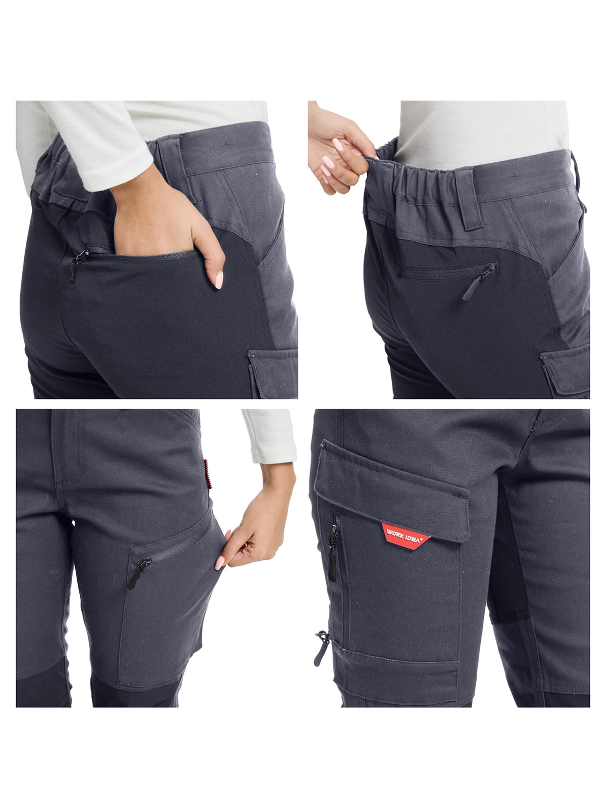 WORK IDEA Women's Hiking Trousers, Stretch Slim Fit, Water Resistant, for Outdoor Activities