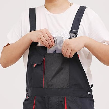 WORK IDEA Mens Work Dungarees Oxford Knee Pockets Durable Canvas