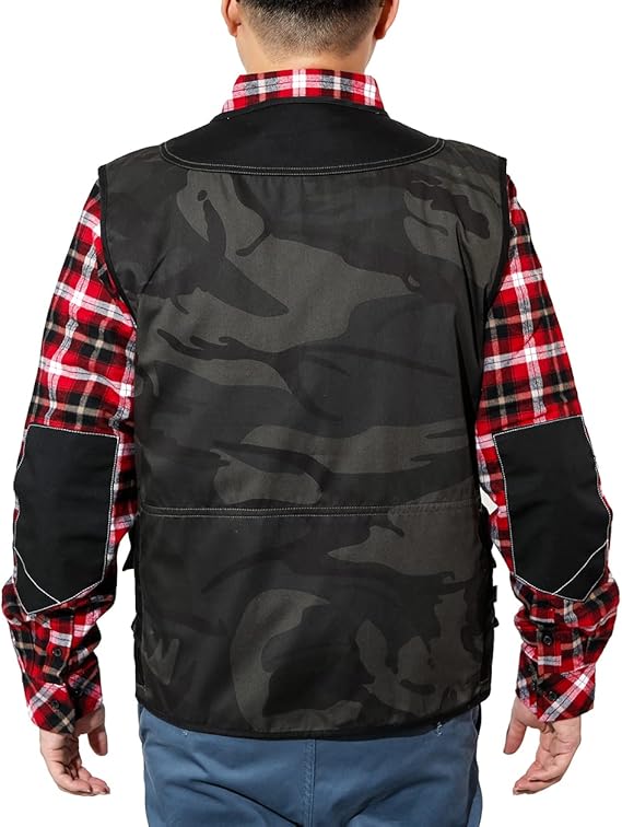 WORK IDEA Men's Outdoor Work Vest Multi-Pocket Fishing Vest Light Field Vest Camouflage Vest Summer Multifunctional Vest Breathable Fishing Vest