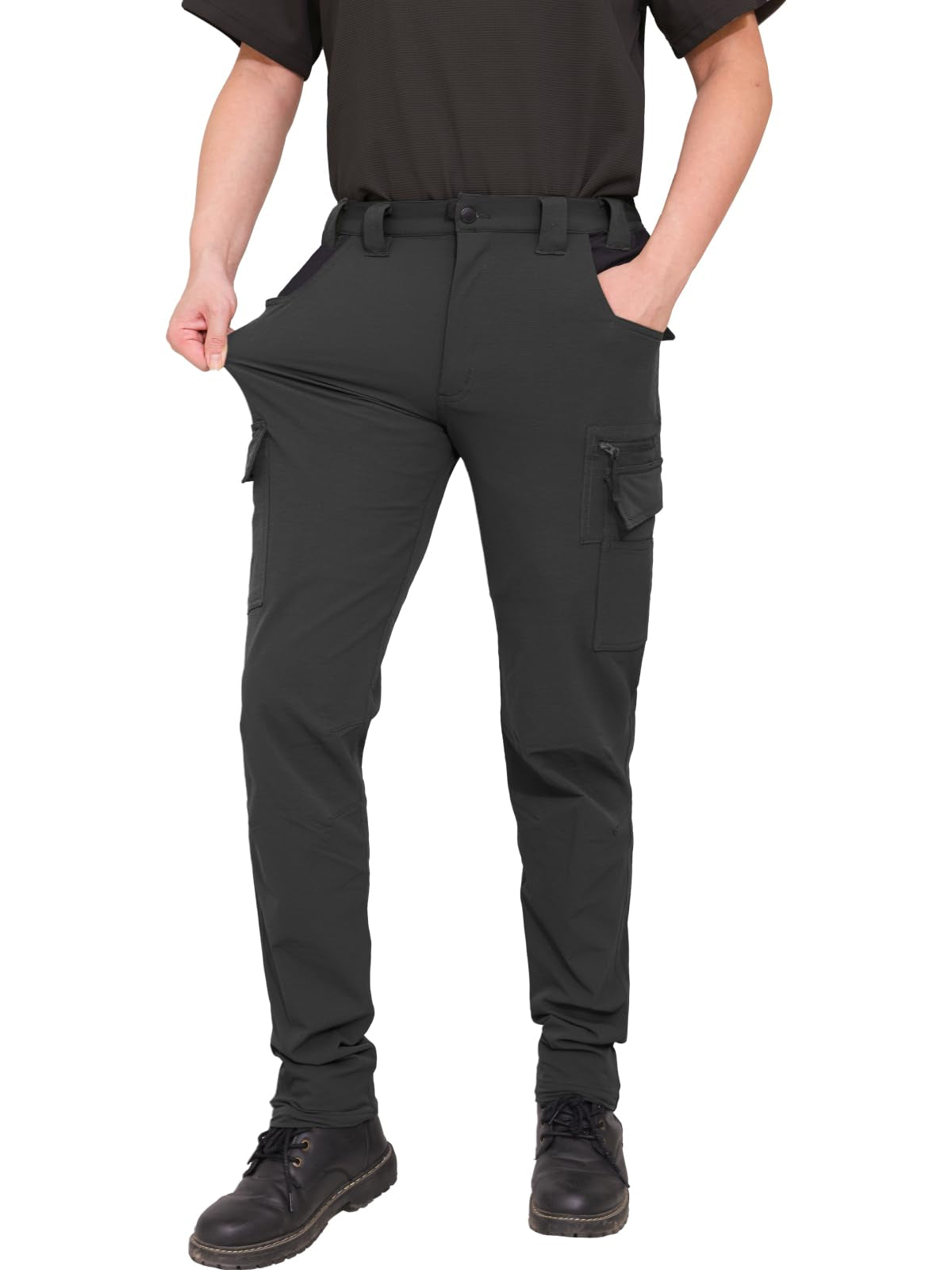 WORK IDEA Men's Work Trousers, Trousers with Multifunctional Pockets, Trousers with Removable Flight Pockets, black, XXL