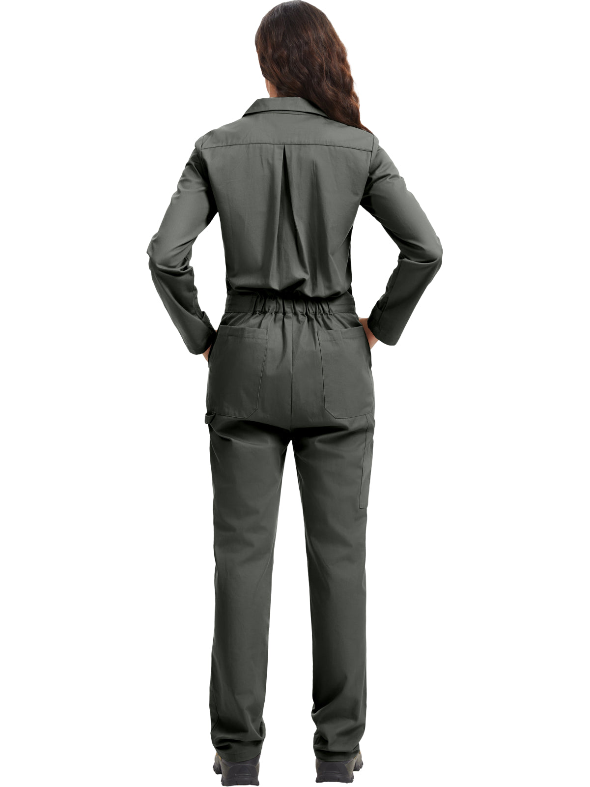 ARBEITSIDEALE Damen-Langarm-Overalls – 100% baumwollene Arbeitsoverall mit bewegungsfreundlichem Rücken (Action Back) und Utility-Taschen mit Hakenverschluss