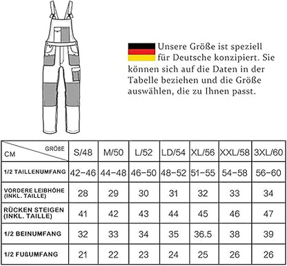 WORK IDEA Mens Work Dungarees Oxford Knee Pockets Durable Canvas