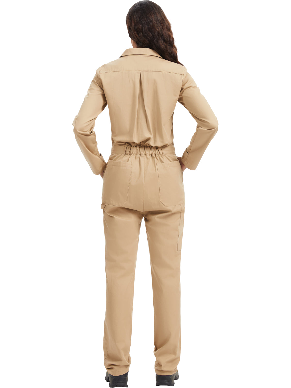 ARBEITSIDEALE Damen-Langarm-Overalls – 100% baumwollene Arbeitsoverall mit bewegungsfreundlichem Rücken (Action Back) und Utility-Taschen mit Hakenverschluss