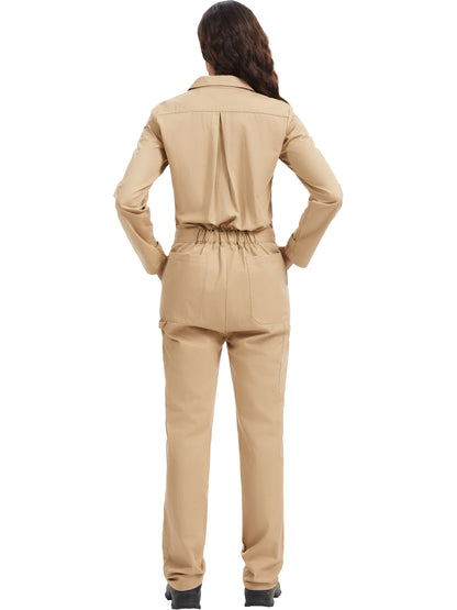 ARBEITSIDEALE Damen-Langarm-Overalls – 100% baumwollene Arbeitsoverall mit bewegungsfreundlichem Rücken (Action Back) und Utility-Taschen mit Hakenverschluss