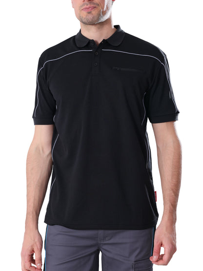 Work Idea Men's Short-Sleeved Polo Shirt with Contrast Colours, Functional Work Shirt for Work, Workshop and Leisure
