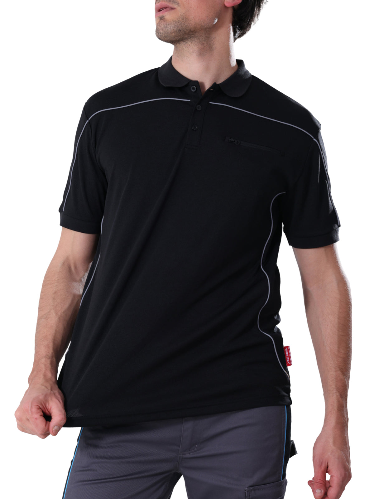Work Idea Men's Short-Sleeved Polo Shirt with Contrast Colours, Functional Work Shirt for Work, Workshop and Leisure