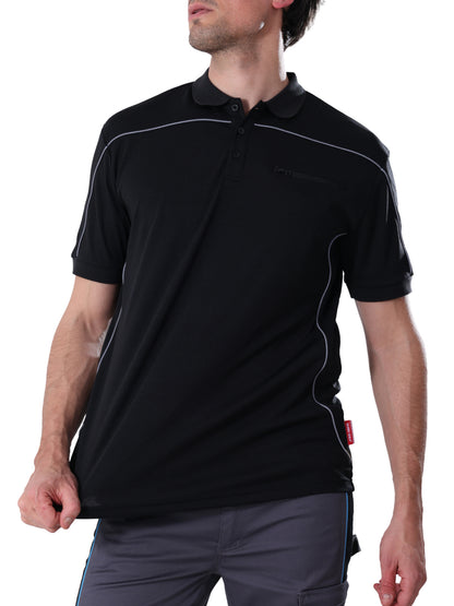 Work Idea Men's Short-Sleeved Polo Shirt with Contrast Colours, Functional Work Shirt for Work, Workshop and Leisure