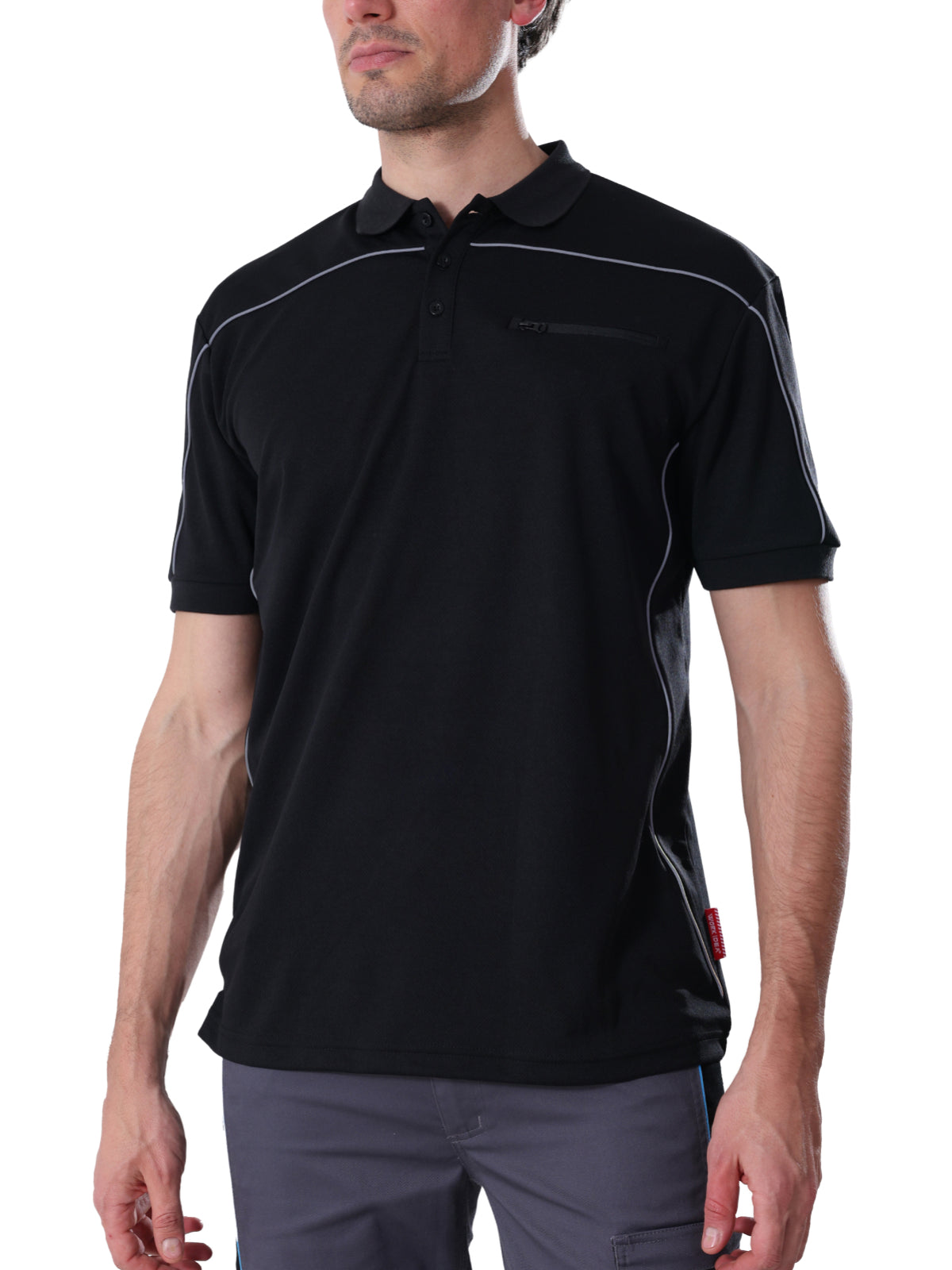Work Idea Men's Short-Sleeved Polo Shirt with Contrast Colours, Functional Work Shirt for Work, Workshop and Leisure