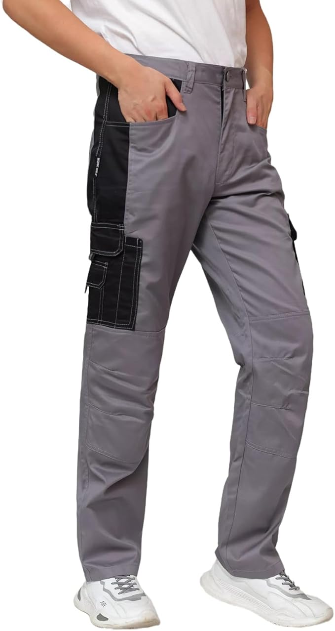 WORK IDEA Mens Work Trousers - Camouflage Trousers Mens Cargo Trousers with Inside Knee Pockets