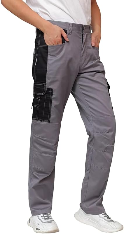 WORK IDEA Mens Work Trousers - Camouflage Trousers Mens Cargo Trousers with Inside Knee Pockets