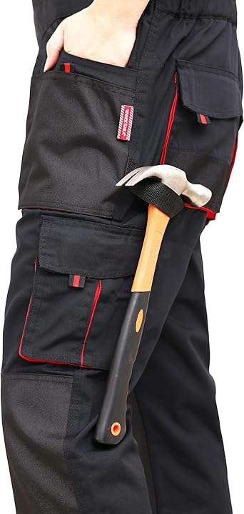 WORK IDEA Mens Work Dungarees Oxford Knee Pockets Durable Canvas