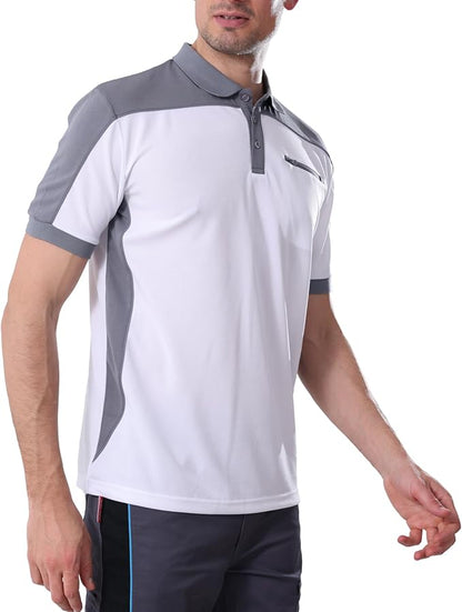 Men's Polo Shirt Work Short Sleeve Work Shirt 100% Polyester with Contrast Colours
