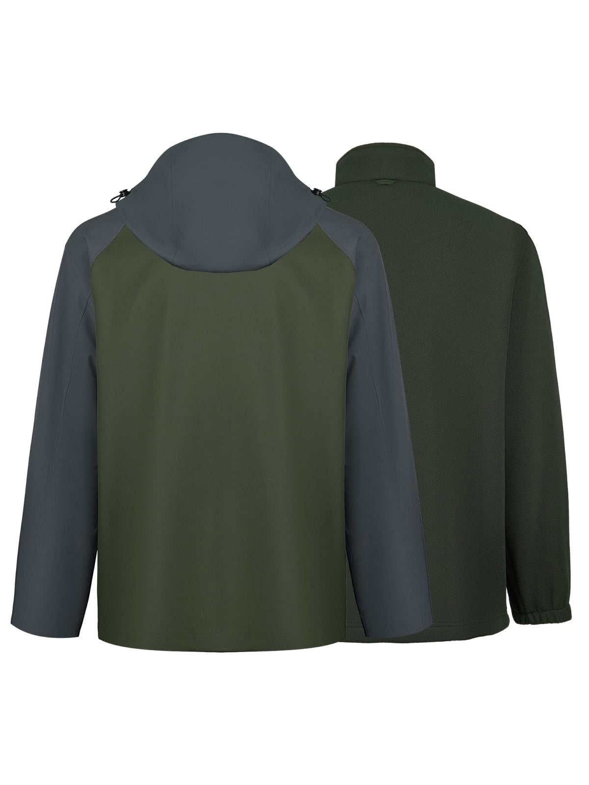 WORK IDEA Men's 3-in-1 Waterproof Breathable Windproof Jacket with Hood and Fleece Inner Jacket - Functional Jacket for Hiking, Cycling, Camping and Outdoor Activities