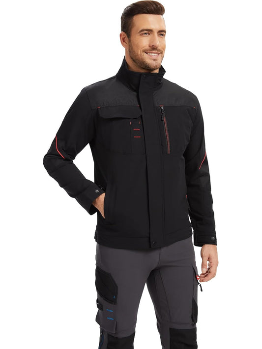 WORK IDEA Herren Slim-Fit Stretch Arbeitsjacke: Strategisch verstärkt– professionelle Eleganz mit modernem Komfort
