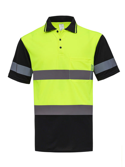 WORK IDEA Men's Hi-Vis Polo Shirt, Reflective Work Polo Shirt