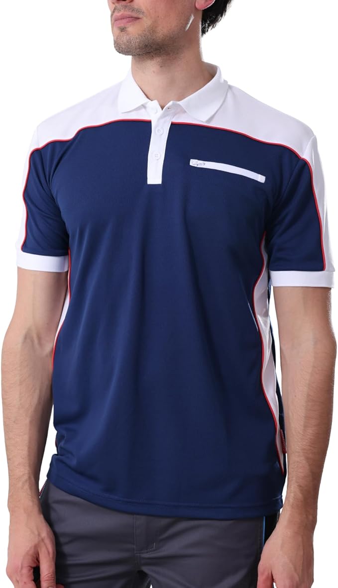 Men's Polo Shirt Work Short Sleeve Work Shirt 100% Polyester with Contrast Colours