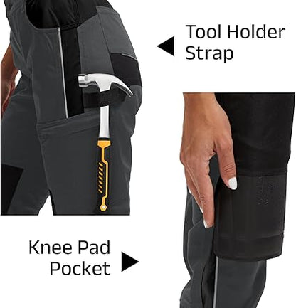 WORK IDEA Women's Work Trousers in Figure-Hugging Fit, Elastic and Lightweight, with Multiple Functional Pockets