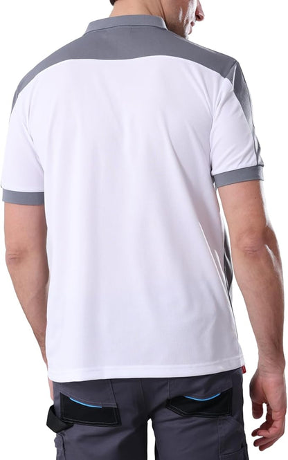 Men's Polo Shirt Work Short Sleeve Work Shirt 100% Polyester with Contrast Colours