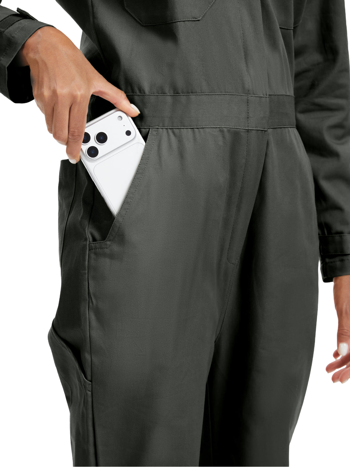 ARBEITSIDEALE Damen-Langarm-Overalls – 100% baumwollene Arbeitsoverall mit bewegungsfreundlichem Rücken (Action Back) und Utility-Taschen mit Hakenverschluss