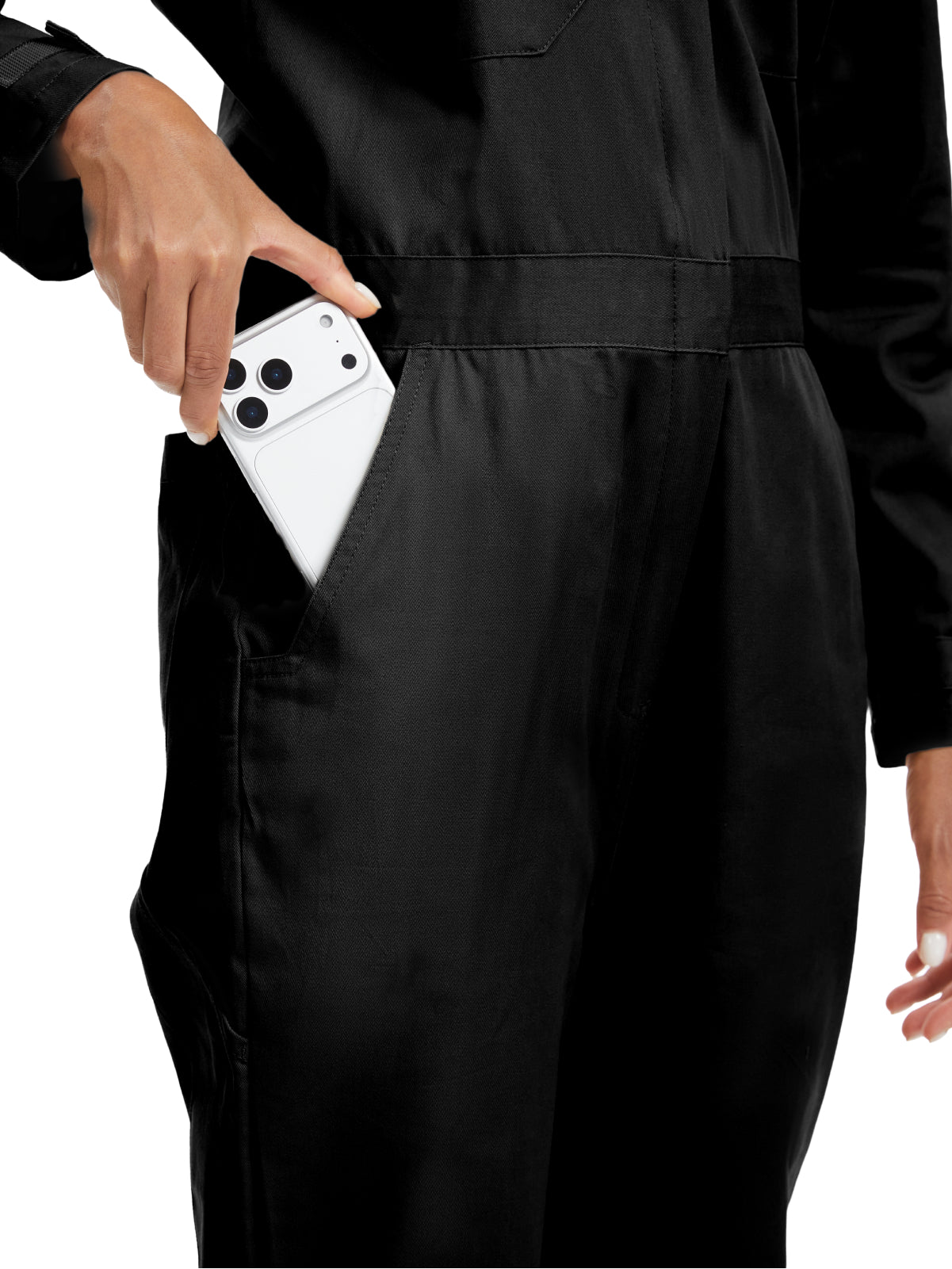 ARBEITSIDEALE Damen-Langarm-Overalls – 100% baumwollene Arbeitsoverall mit bewegungsfreundlichem Rücken (Action Back) und Utility-Taschen mit Hakenverschluss