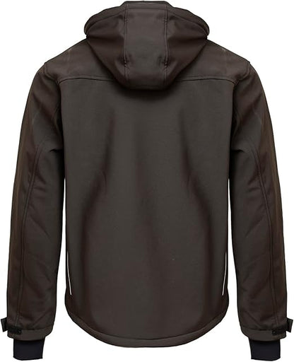 WORK IDEA Softshell Jacket Men's Waterproof Breathable with Removable Hoodie, Cycling Jacket, Rain Jacket, Work Jacket, Outdoor Hiking