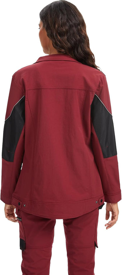 WORK IDEA Damen Slim-Fit Stretch Arbeitsjacke: Strategisch verstärkt– professionelle Eleganz mit modernem Komfort