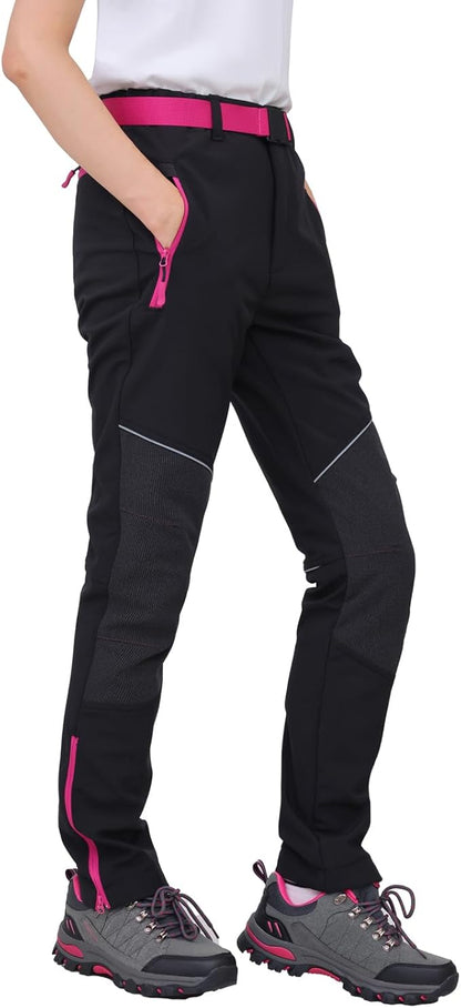 WORK IDEA Women's Outdoor Trousers for Demanding Hikes, Waterproof Material, Elastic Fit, Winter Warmth, Contrast Colour Zippers and More